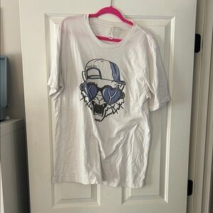 White and Blue Graphic Kids T-Shirt